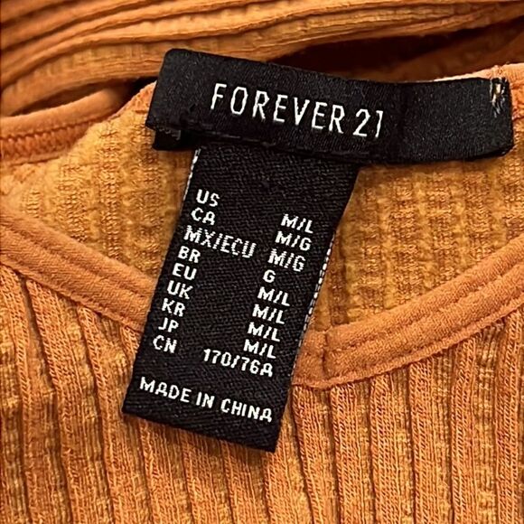 Forever 21 Orange Long Sleeves Cropped Top M/L - Picture 7 of 8